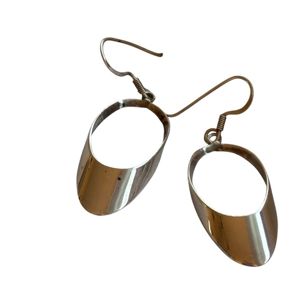 Vintage Sterling Silver Oval Drop Earrings 925 - Picture 15 of 15